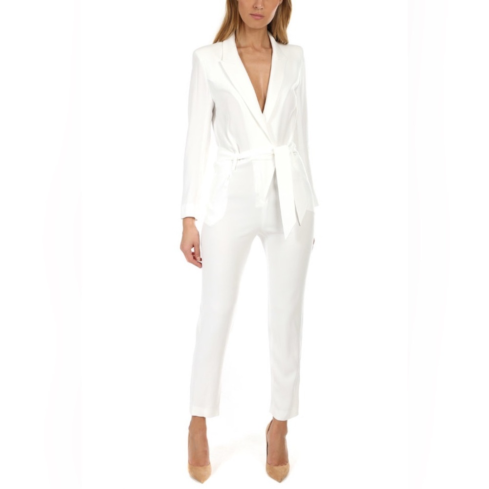 IRO White Tailored Belted Jumpsuit